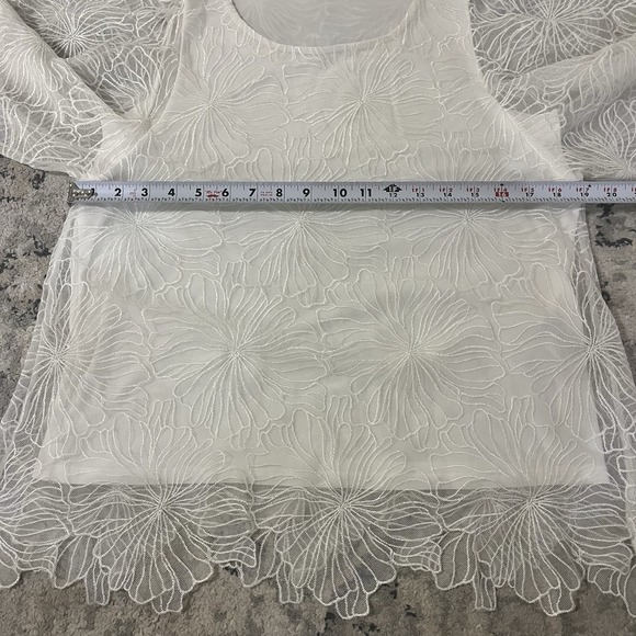 Alfani Women S White Floral Lace Butterfly Sleeve Top Wedding Career Party - Picture 8 of 11